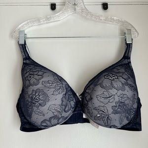 Cacique Bra, blue lace over white, 42D - item 34